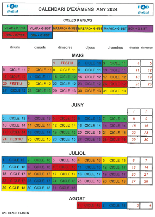 Noticia calendari d'examens maig-juliol